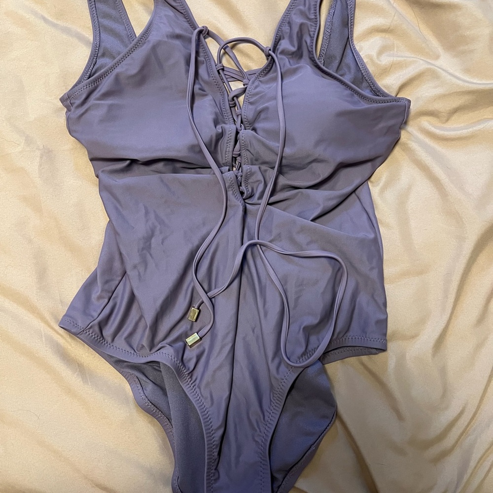 Shade & Shore Purple One Piece Swimsuit Lace-Up
